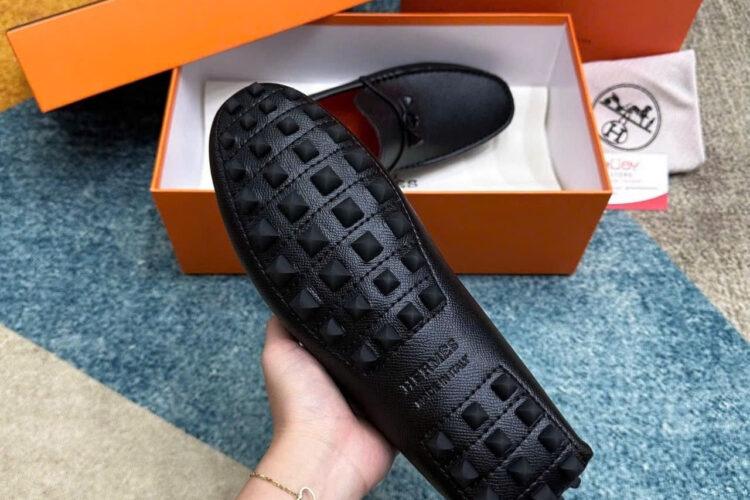 Giày Lười Hermes Irving Loafer Black Epsom Khóa đen