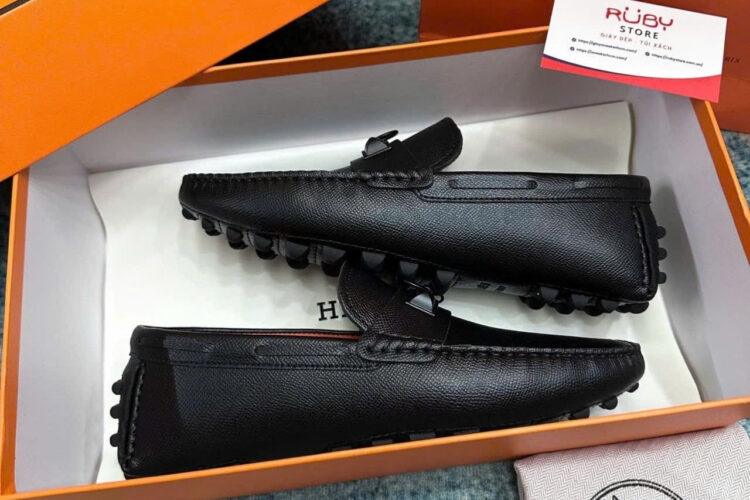 Giày Lười Hermes Irving Loafer Black Epsom Khóa đen