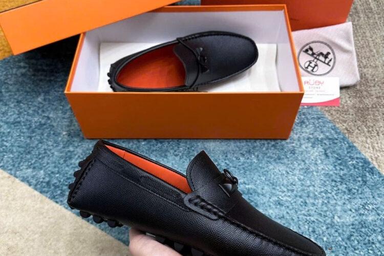 Giày Lười Hermes Irving Loafer Black Epsom Khóa đen