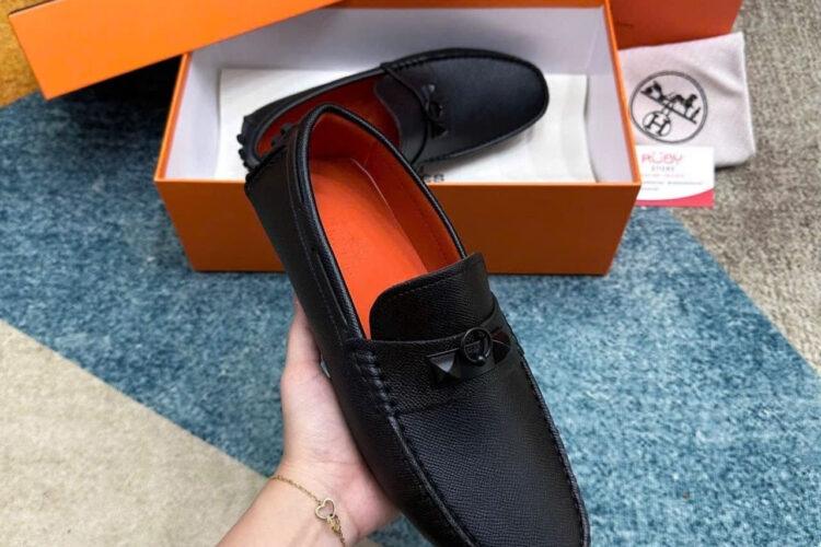 Giày Lười Hermes Irving Loafer Black Epsom Khóa đen
