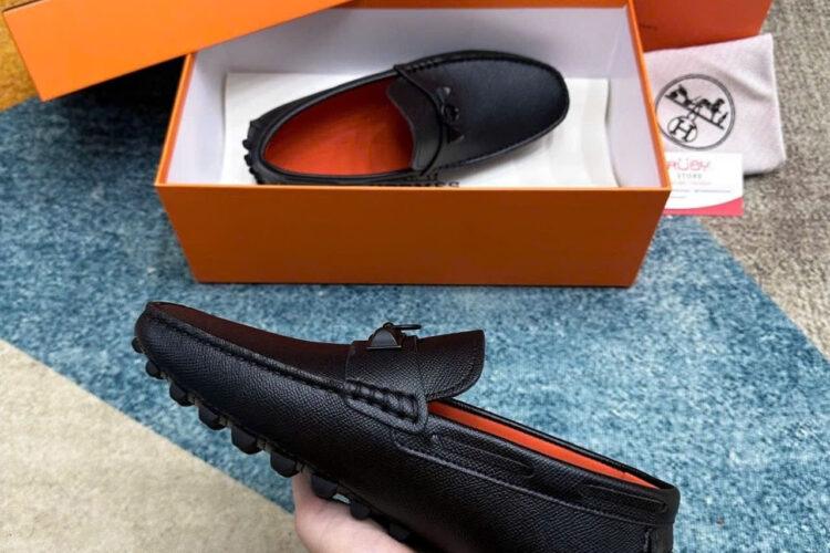 Giày Lười Hermes Irving Loafer Black Epsom Khóa đen