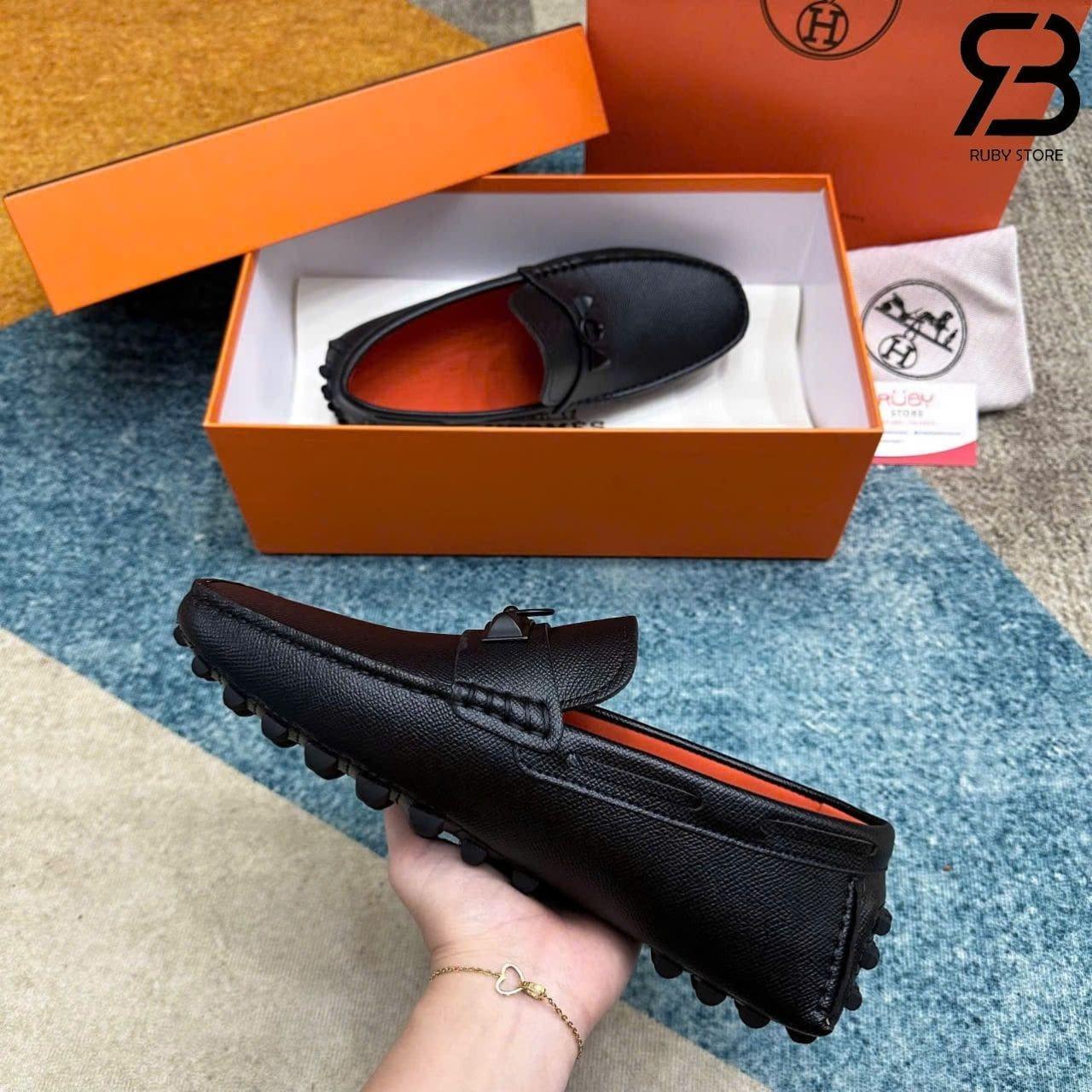 Giày Lười Hermes Irving Loafer Black Epsom Khóa đen
