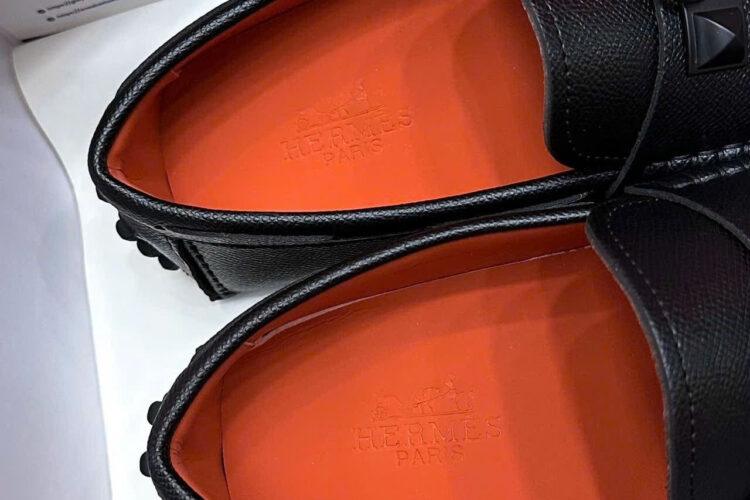 Giày Lười Hermes Irving Loafer Black Epsom Khóa đen