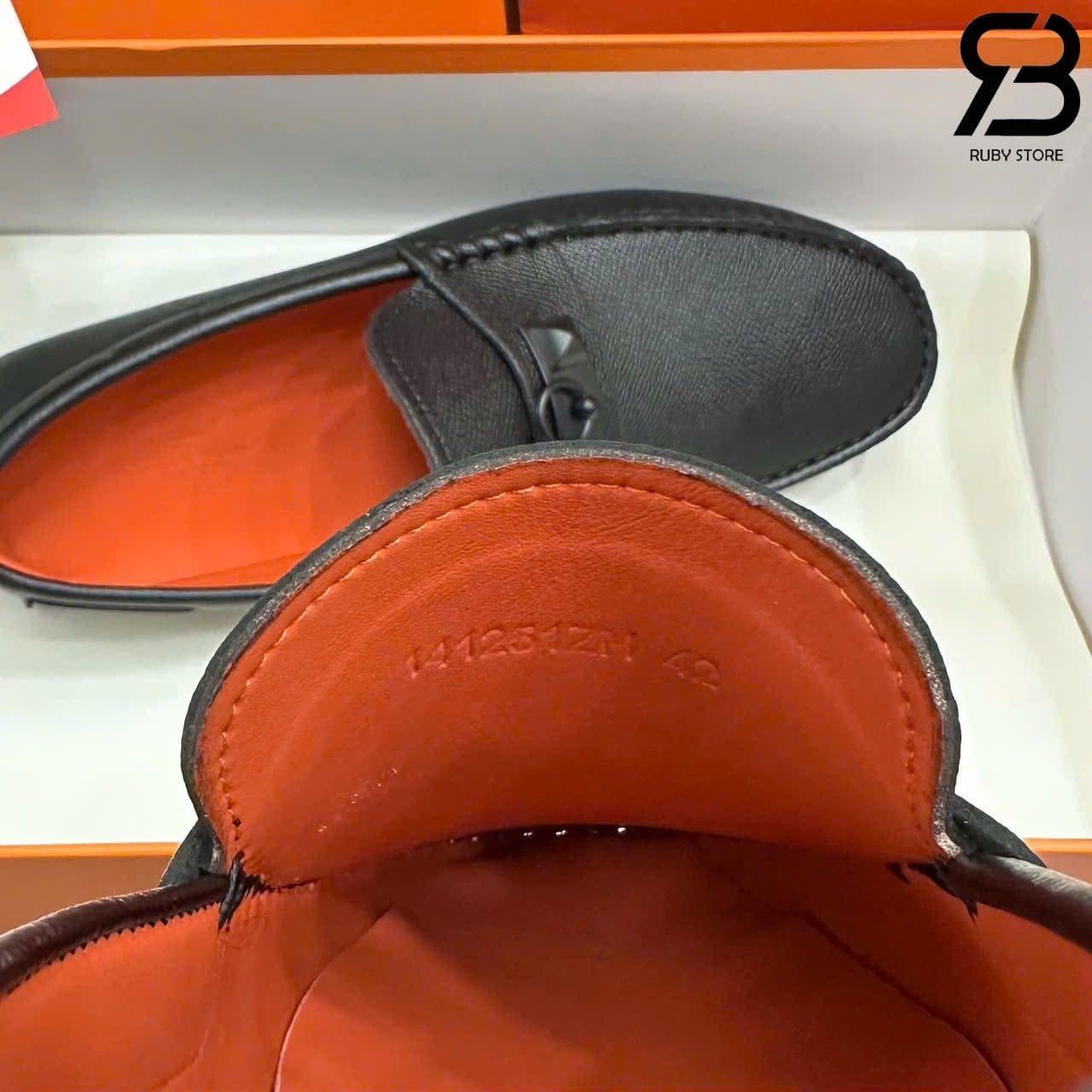 Giày Lười Hermes Irving Loafer Black Epsom Khóa đen