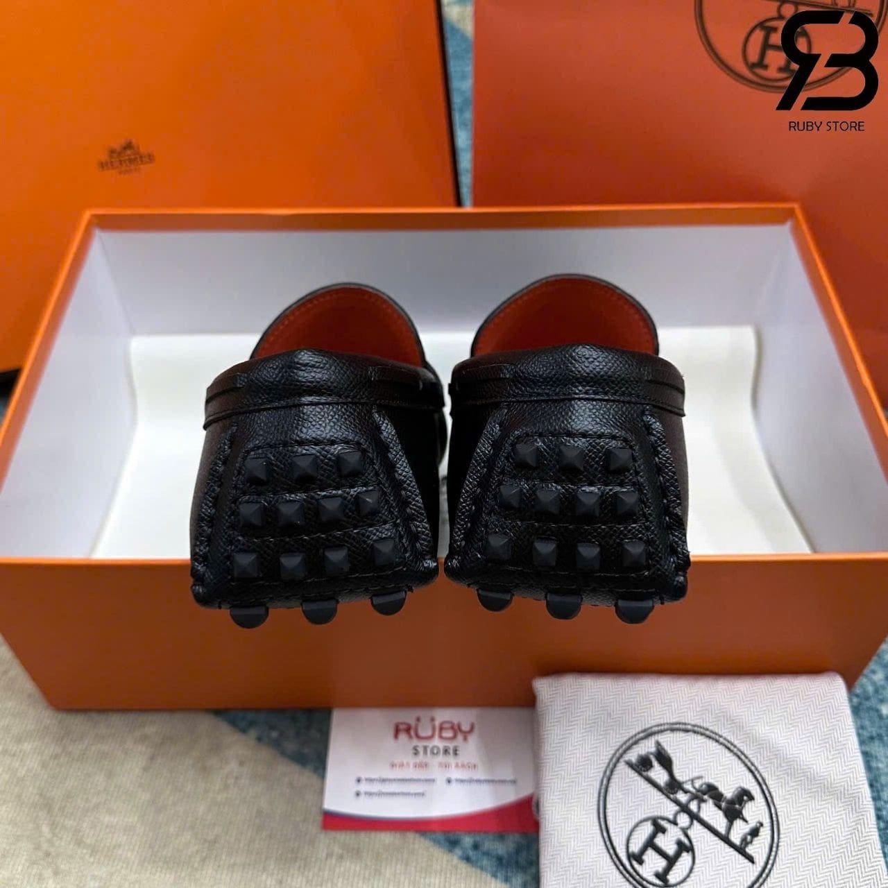 Giày Lười Hermes Irving Loafer Black Epsom Khóa đen