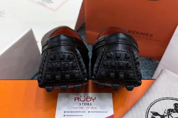 Giày Lười Hermes Irving Loafer Black Epsom SHW Khóa Trắng