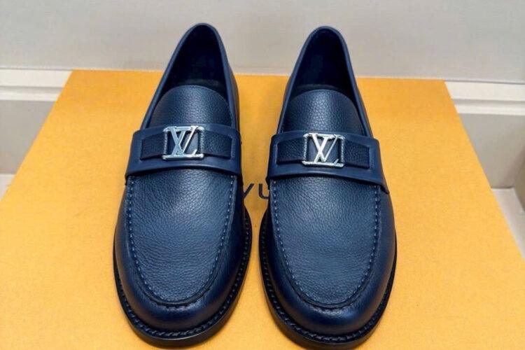 Giày Lười LV Major Loafer Navy Grained Calfskin SHW