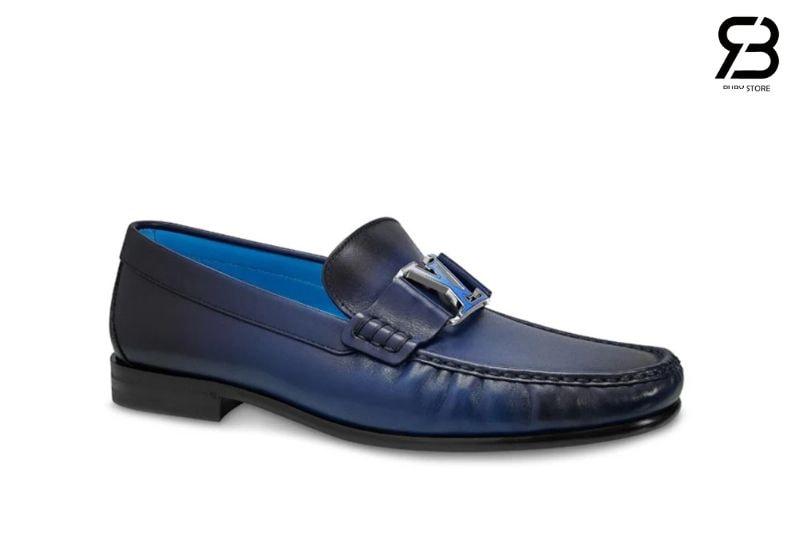 Giày Lười LV Montaigne Loafer Blue Leather Màu Xanh