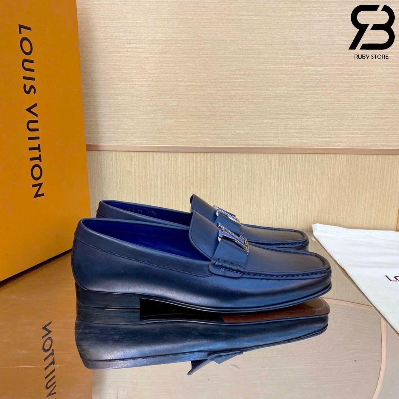 Giày Lười LV Montaigne Loafer Blue Leather Màu Xanh