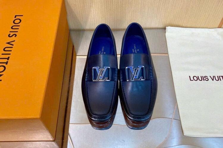 Giày Lười LV Montaigne Loafer Blue Leather Màu Xanh