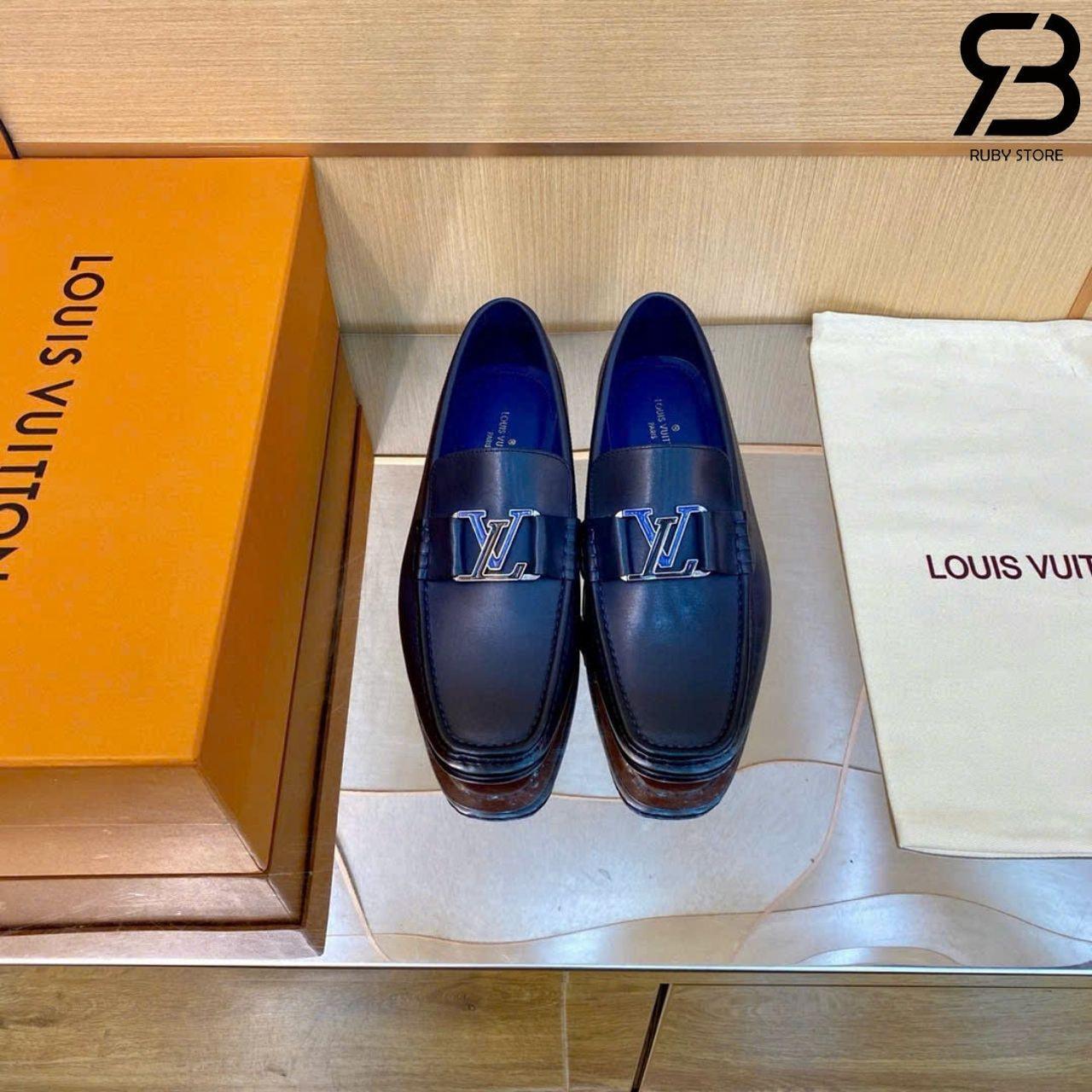 Giày Lười LV Montaigne Loafer Blue Leather Màu Xanh