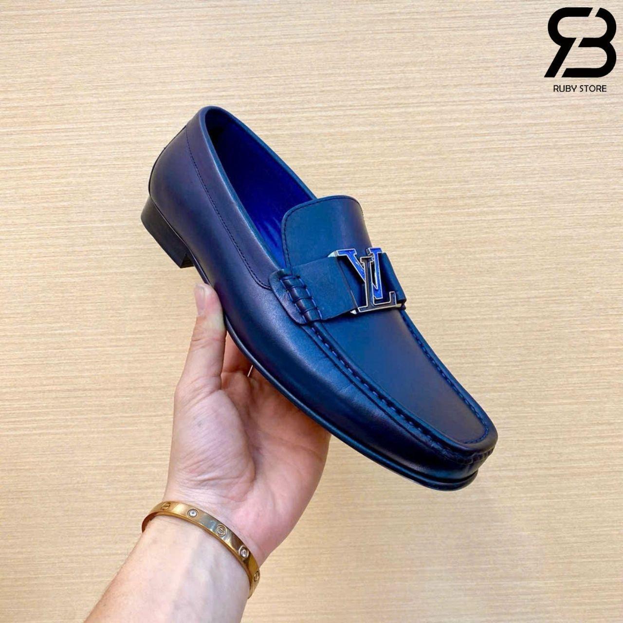 Giày Lười LV Montaigne Loafer Blue Leather Màu Xanh