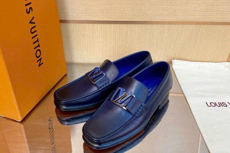 Giày Lười LV Montaigne Loafer Blue Leather Màu Xanh
