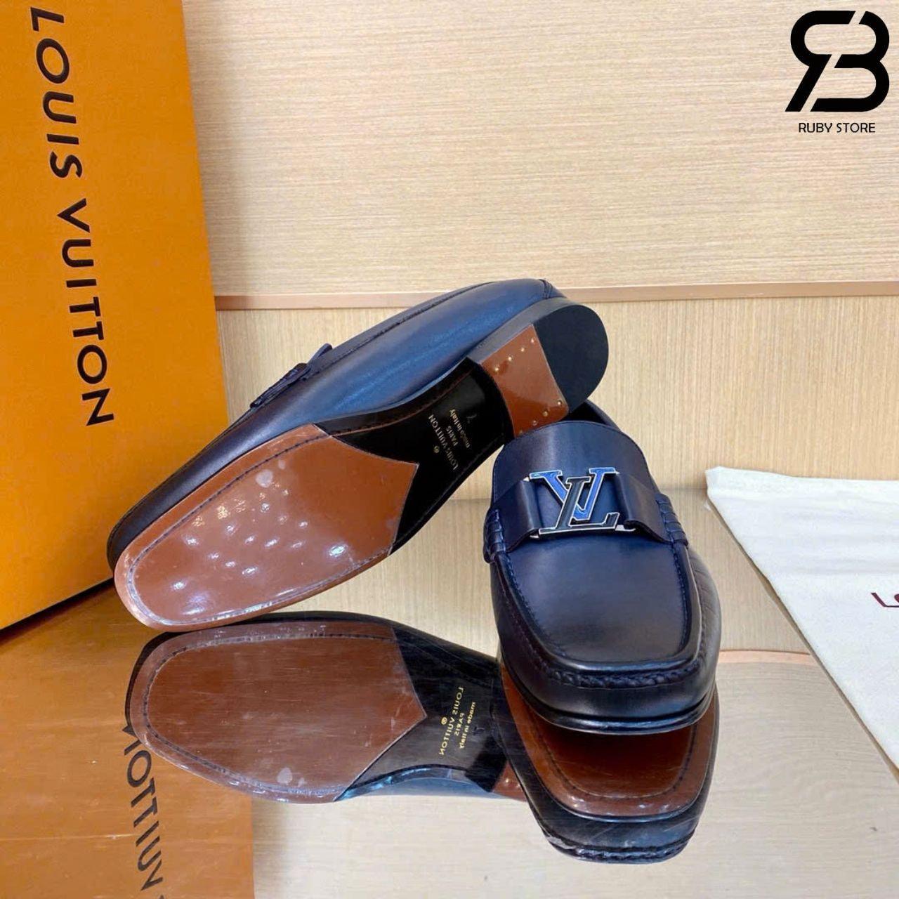 Giày Lười LV Montaigne Loafer Blue Leather Màu Xanh