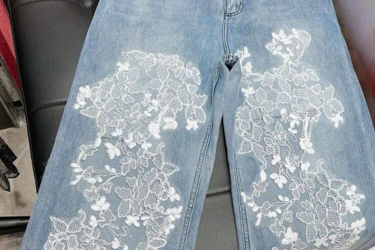 Qu§n Jean Ermanno Scervino Floral Lace Jeans in Blue