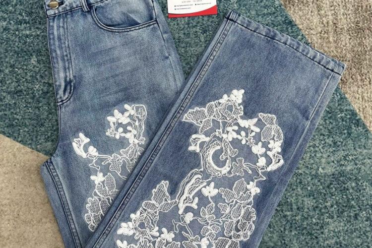 Quần Jean Ermanno Scervino Floral Lace Jeans in Blue