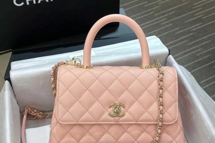 Túi CN Coco 9.5 Top Handle Bag Light Pink Caviar Size 24 Best Pháp