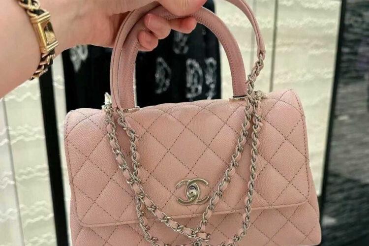 Túi CN Coco 9.5 Top Handle Bag Light Pink Caviar Size 24 Best Pháp