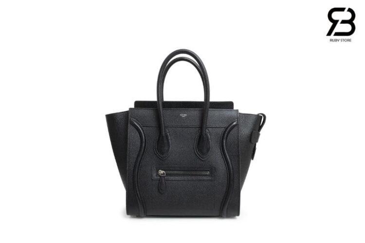 Túi Celine Luggage Micro Shopping Bag Handbag Drummed Calfskin Black