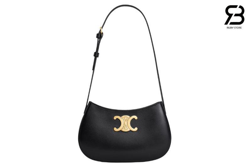 Túi Celine Medium Tilly Bag In Shiny Calfskin Black Màu Đen