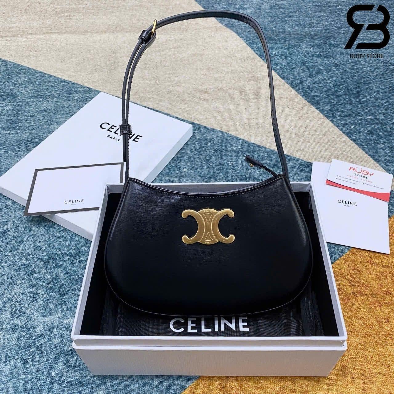 Túi Celine Medium Tilly Bag In Shiny Calfskin Black Màu đen