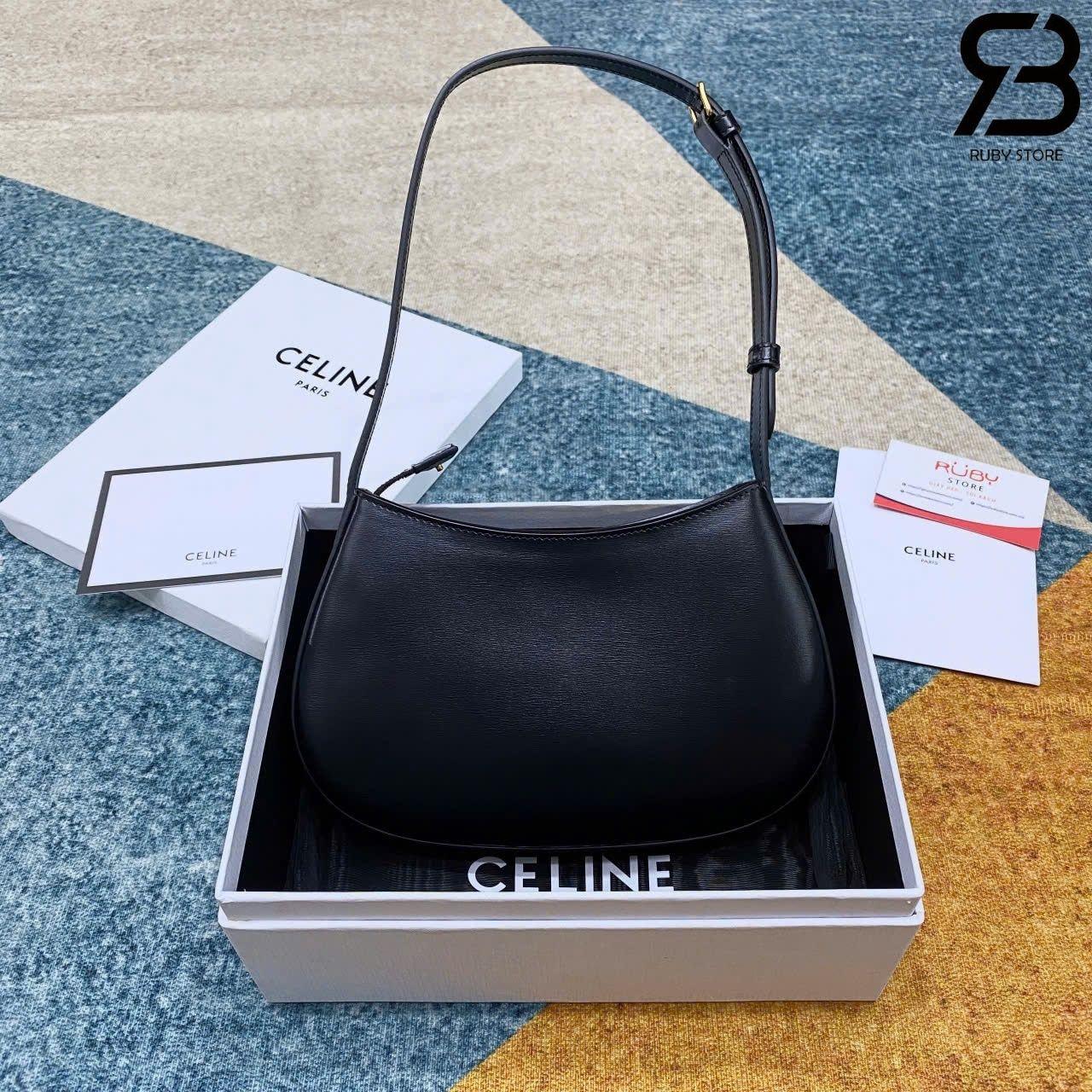 Túi Celine Medium Tilly Bag In Shiny Calfskin Black Màu đen