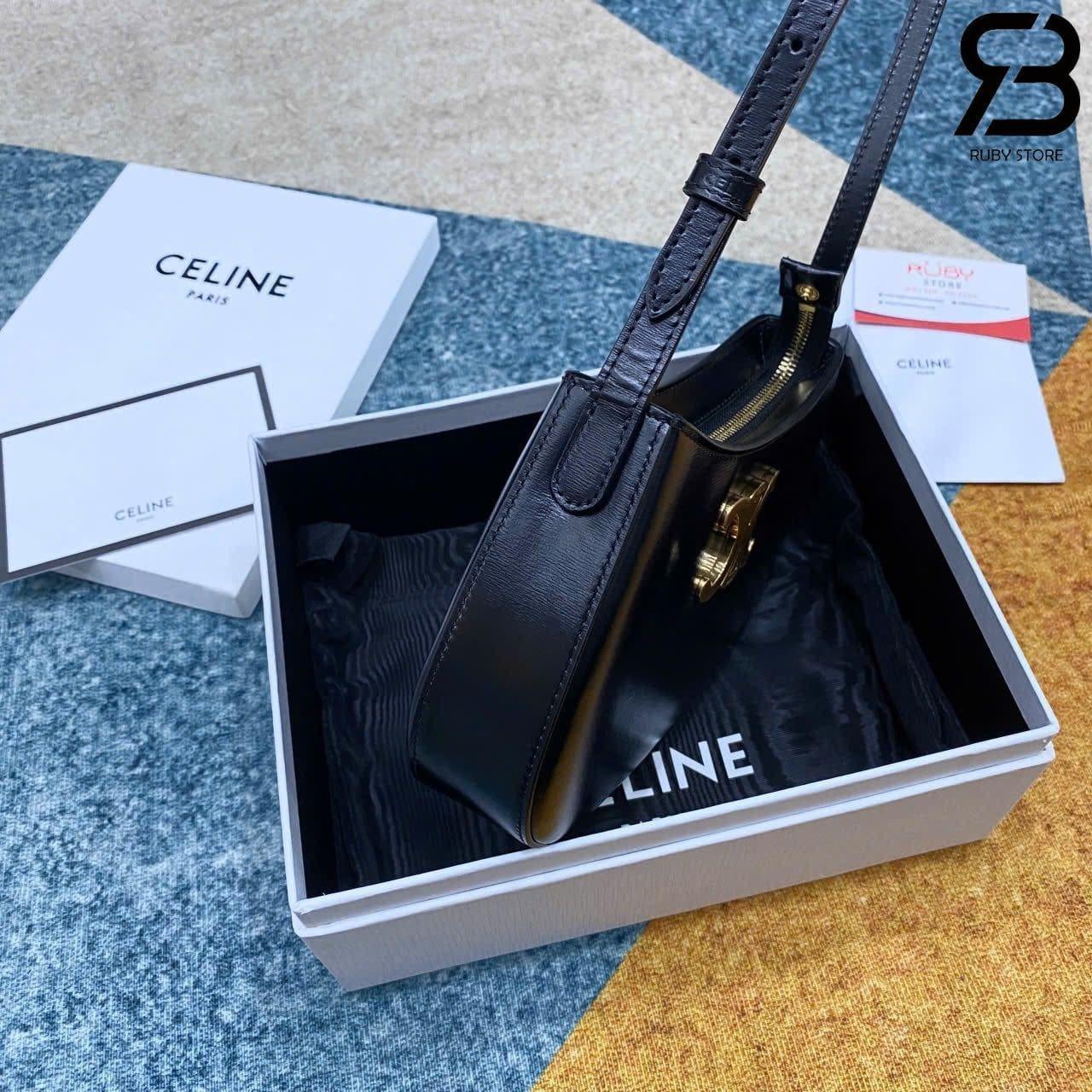 Túi Celine Medium Tilly Bag In Shiny Calfskin Black Màu đen