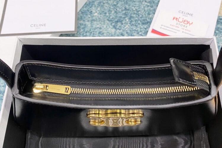 Túi Celine Medium Tilly Bag In Shiny Calfskin Black Màu đen