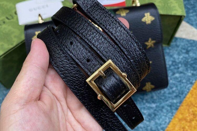 Túi Gucci Small Sylvie Bee Star Black Leather Shoulder Bag
