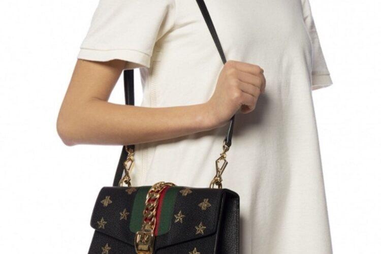 Túi Gucci Small Sylvie Bee Star Black Leather Shoulder Bag Best Deal - Ảnh 9