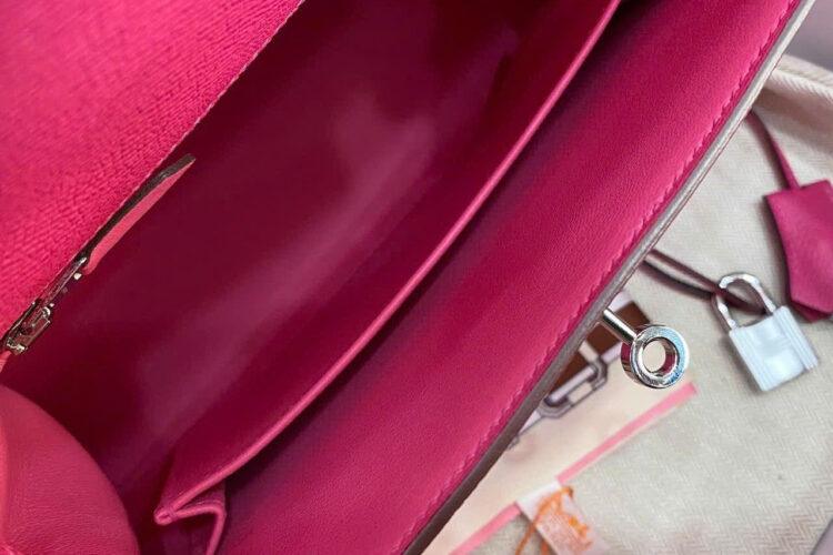 Túi Hermes Kelly 25 Rose Tyrien Epsom PHW Màu Hồng