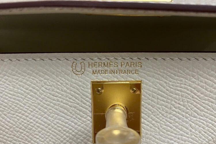 Túi Hermes Kelly Mini II 20 Bicolor Craie Trench Epsom GHW Màu Kem