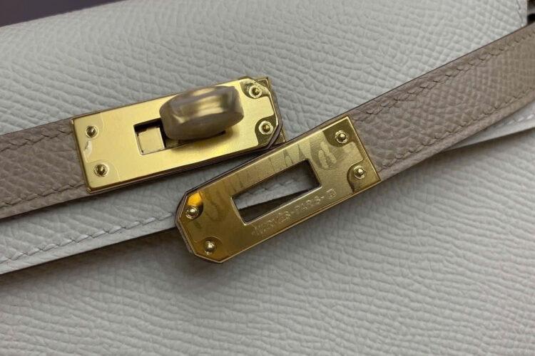 Túi Hermes Kelly Mini II 20 Bicolor Craie Trench Epsom GHW Màu Kem