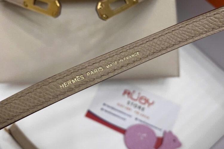 Túi Hermes Kelly Mini II 20 Bicolor Craie Trench Epsom GHW Màu Kem