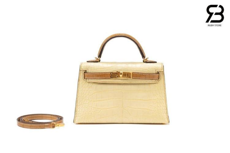 Kelly Mini II 20 Bicolor Vanilla Gold Matte Alligator GHW Màu Kem (Best Pháp)