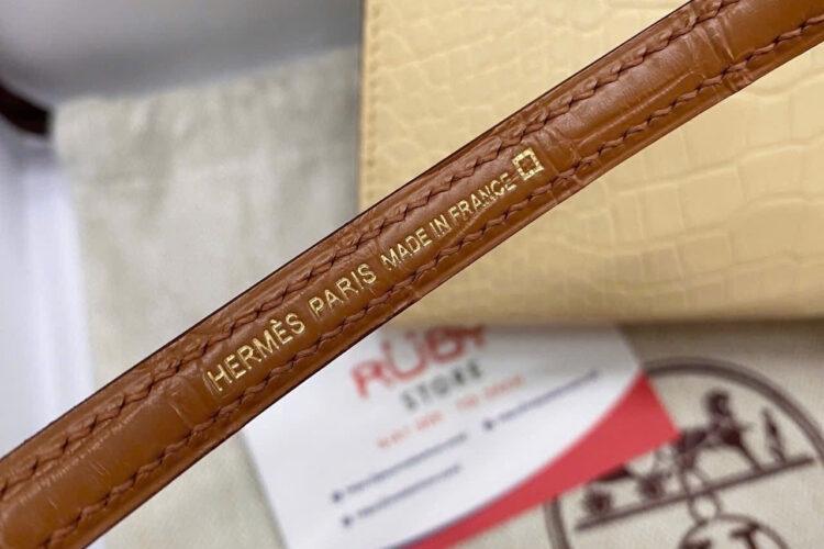 Túi Hermes Kelly Mini II 20 Bicolor Vanilla Gold Matte Alligator GHW