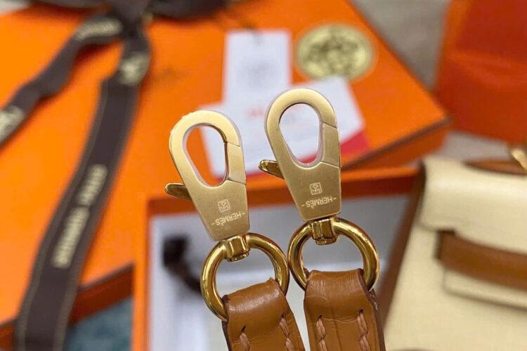 Túi Hermes Kelly Mini II 20 Bicolor Vanilla Gold Matte Alligator GHW