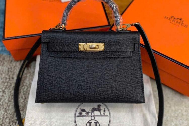 Túi Hermes Kelly Mini II 20 Noir Black Epsom GHW Màu Đen