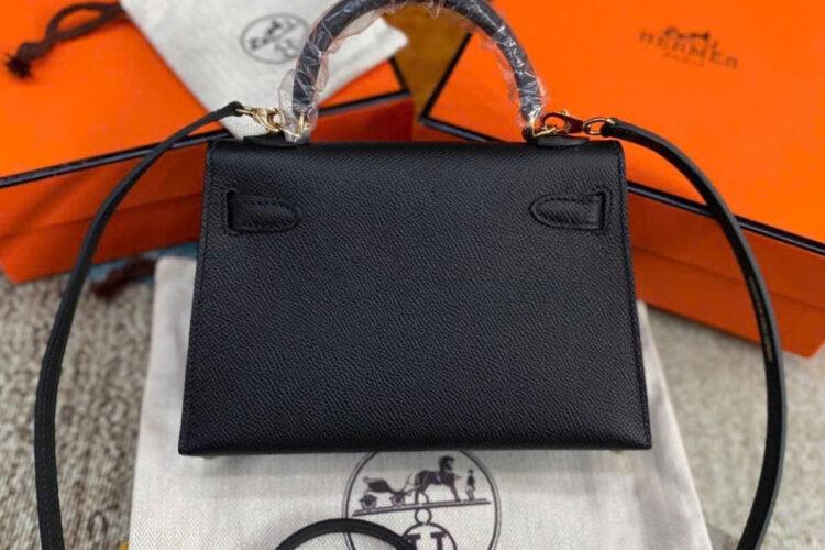 Túi Hermes Kelly Mini II 20 Noir Black Epsom GHW Màu Đen