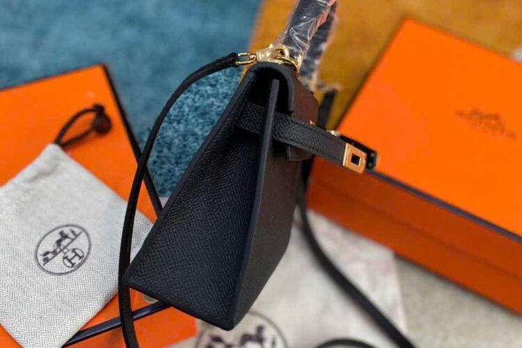Túi Hermes Kelly Mini II 20 Noir Black Epsom GHW Màu Đen