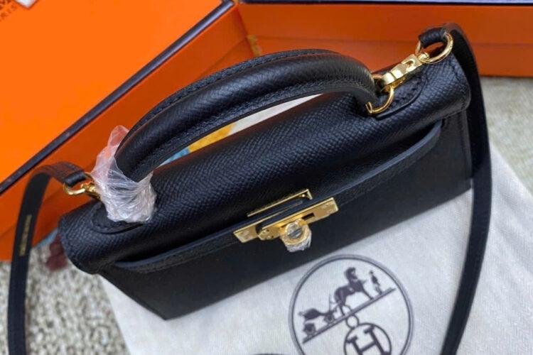 Túi Hermes Kelly Mini II 20 Noir Black Epsom GHW Màu Đen