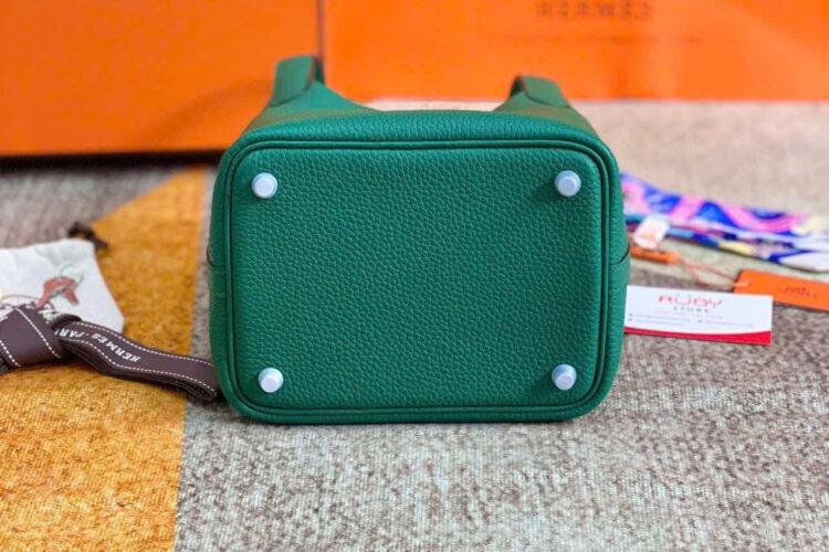Túi Hermes Picotin 18 Vert Oyat TC Leather PHW Xanh Lá