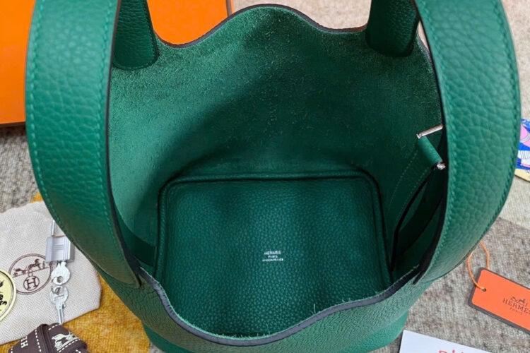 Túi Hermes Picotin 18 Vert Oyat TC Leather PHW Xanh Lá