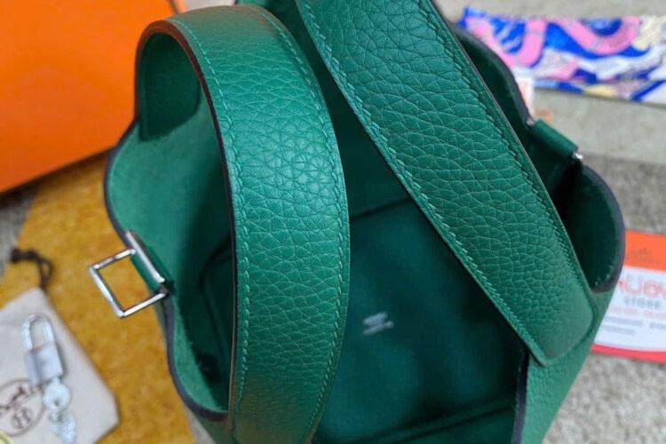Túi Hermes Picotin 18 Vert Oyat TC Leather PHW Xanh Lá