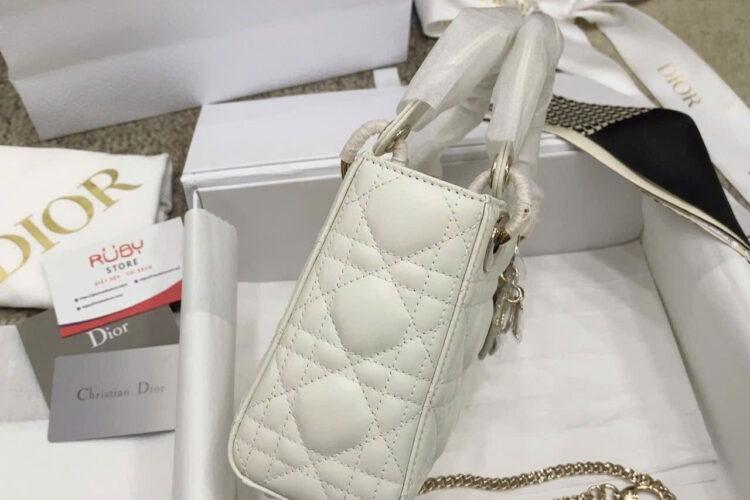 Túi Mini Lady Dior CD Latte Lambskin GHW Màu Kem Best Pháp