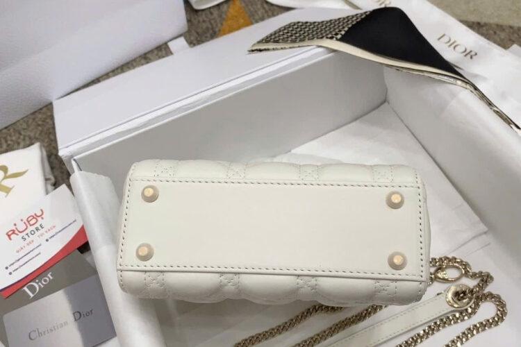 Túi Mini Lady Dior CD Latte Lambskin GHW Màu Kem Best Pháp
