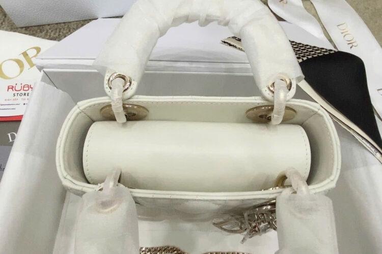 Túi Mini Lady Dior CD Latte Lambskin GHW Màu Kem Best Pháp