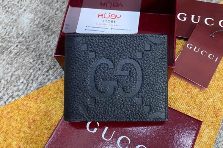 Ví Gucci GG Jumbo Bi-Fold Wallet In Black Leather Màu đen