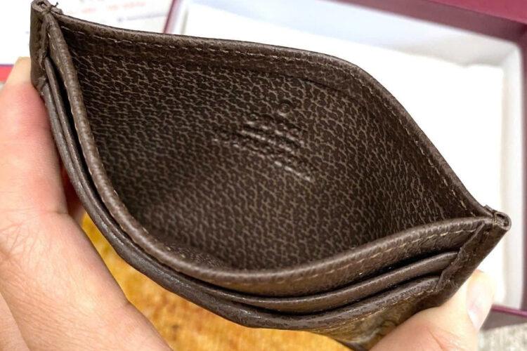 Ví Gucci Ophidia Card Case In Beige And Dark Brown Fabric