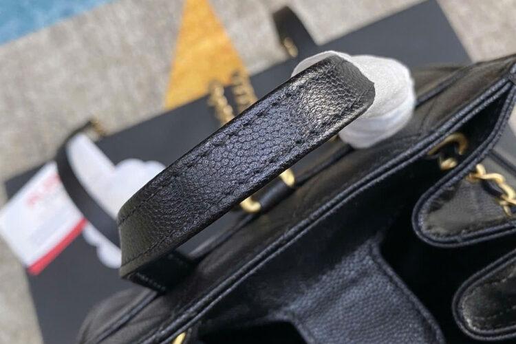 Ba Lô CN 25 Medium Backpack Grained Calfskin Gold-Tone Metal Black